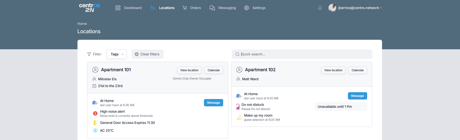 Centro Locations Dashboard