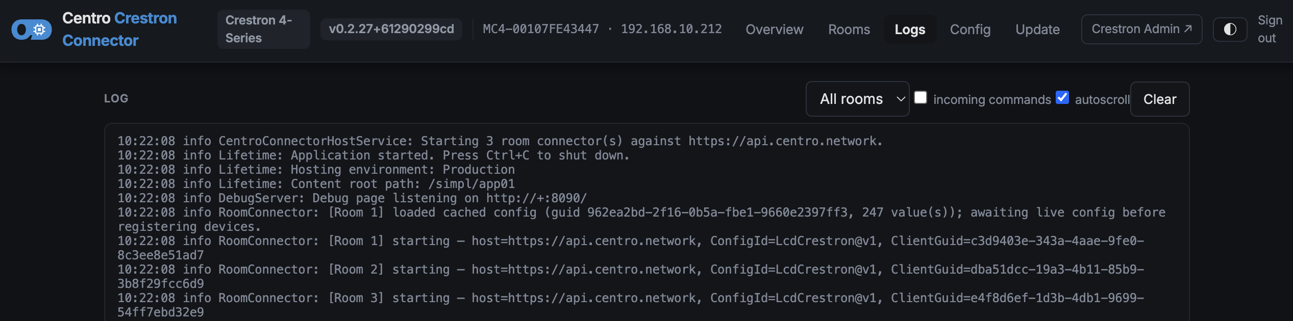 The live log viewer