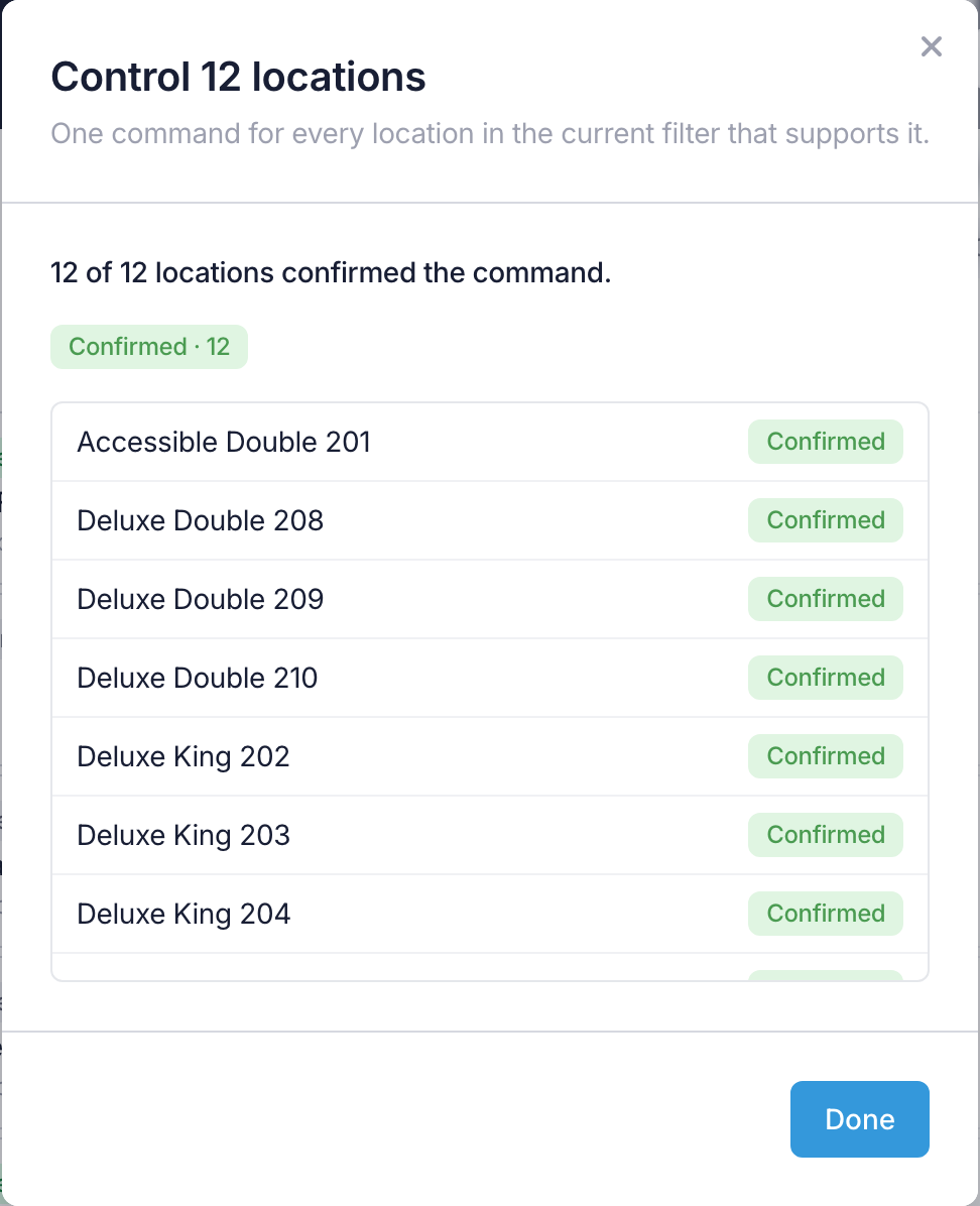 The progress step, with all 12 locations done