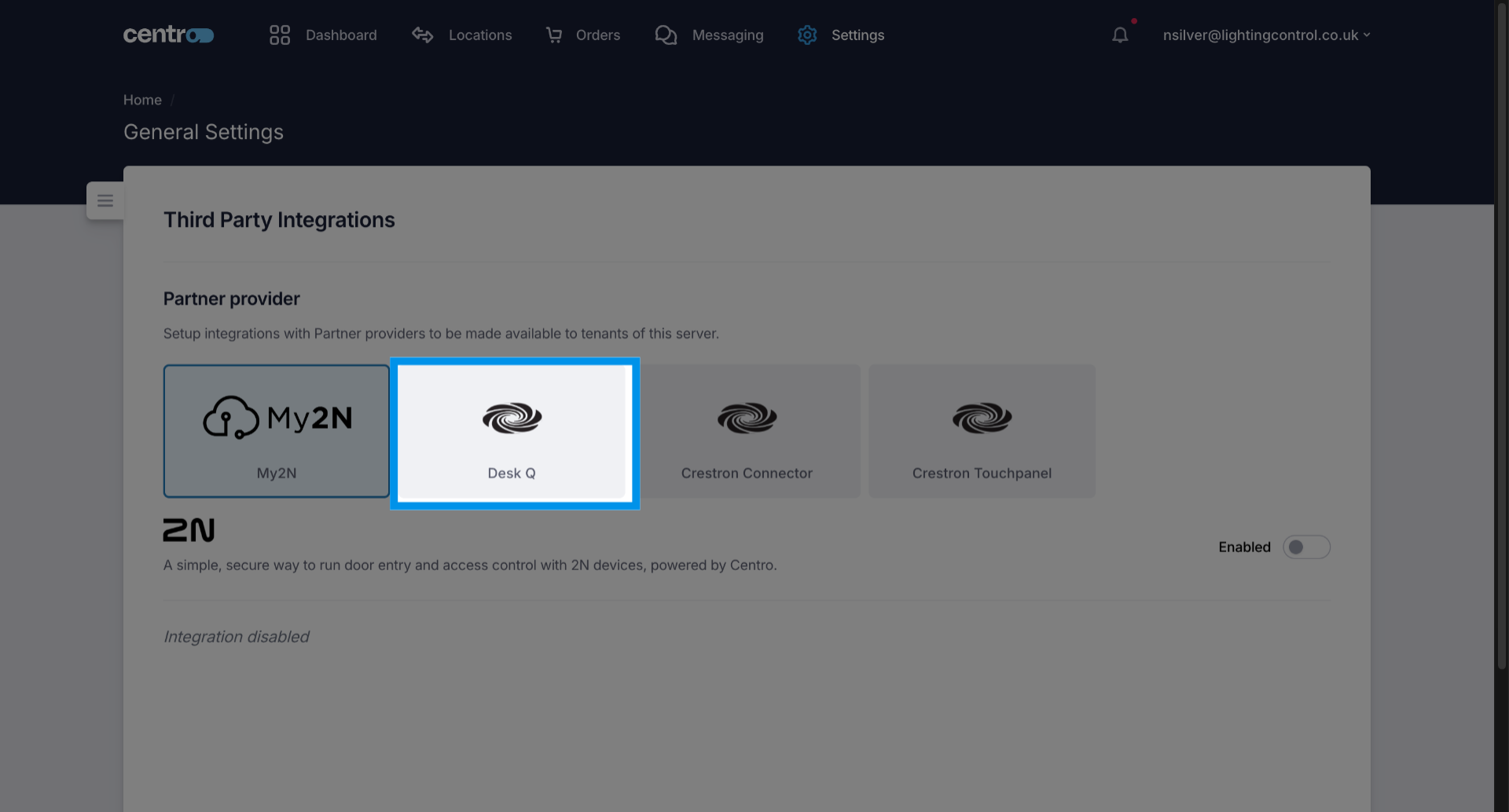 Open Device Integrations Section
