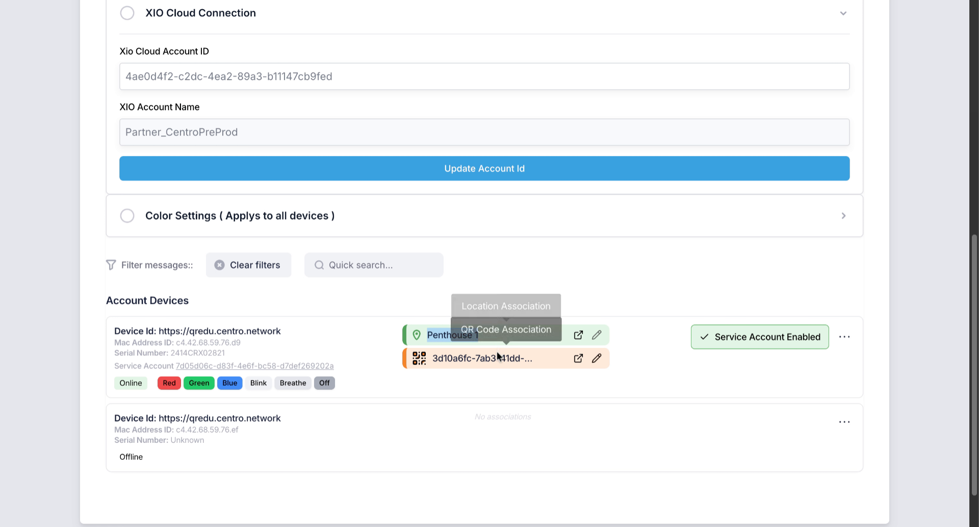 Associate Devices with Locations and QR Codes