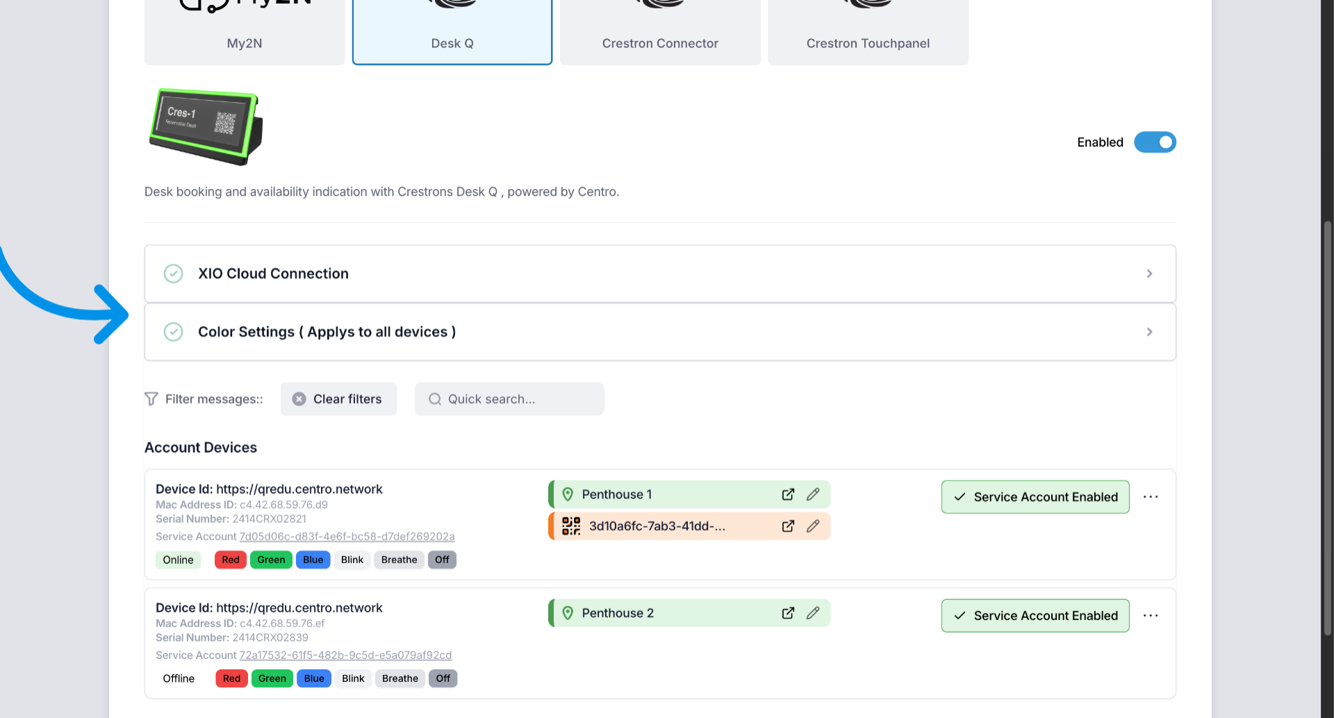Configure Color Settings for Devices