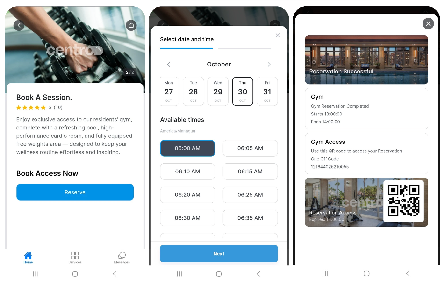 Centro Reservation Success